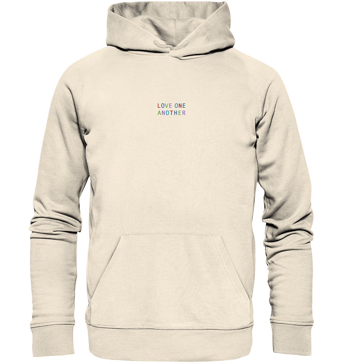 Produktbild Hoodie, Motiv Love One Another, Farbe Natural Raw