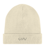 Produktbild Rib Beanie, Motiv Gott ist Größer, Farbe Natural