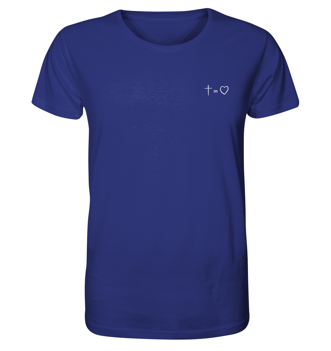 Produktbild T-Shirt, Motiv Kreuz gleich liebe, Farbe Worker Blue