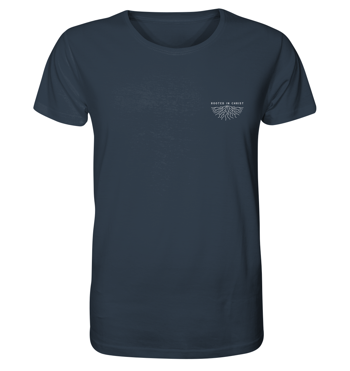 Produktbild T-Shirt, Motiv Rooted in Christ, Farbe India Ink Grey