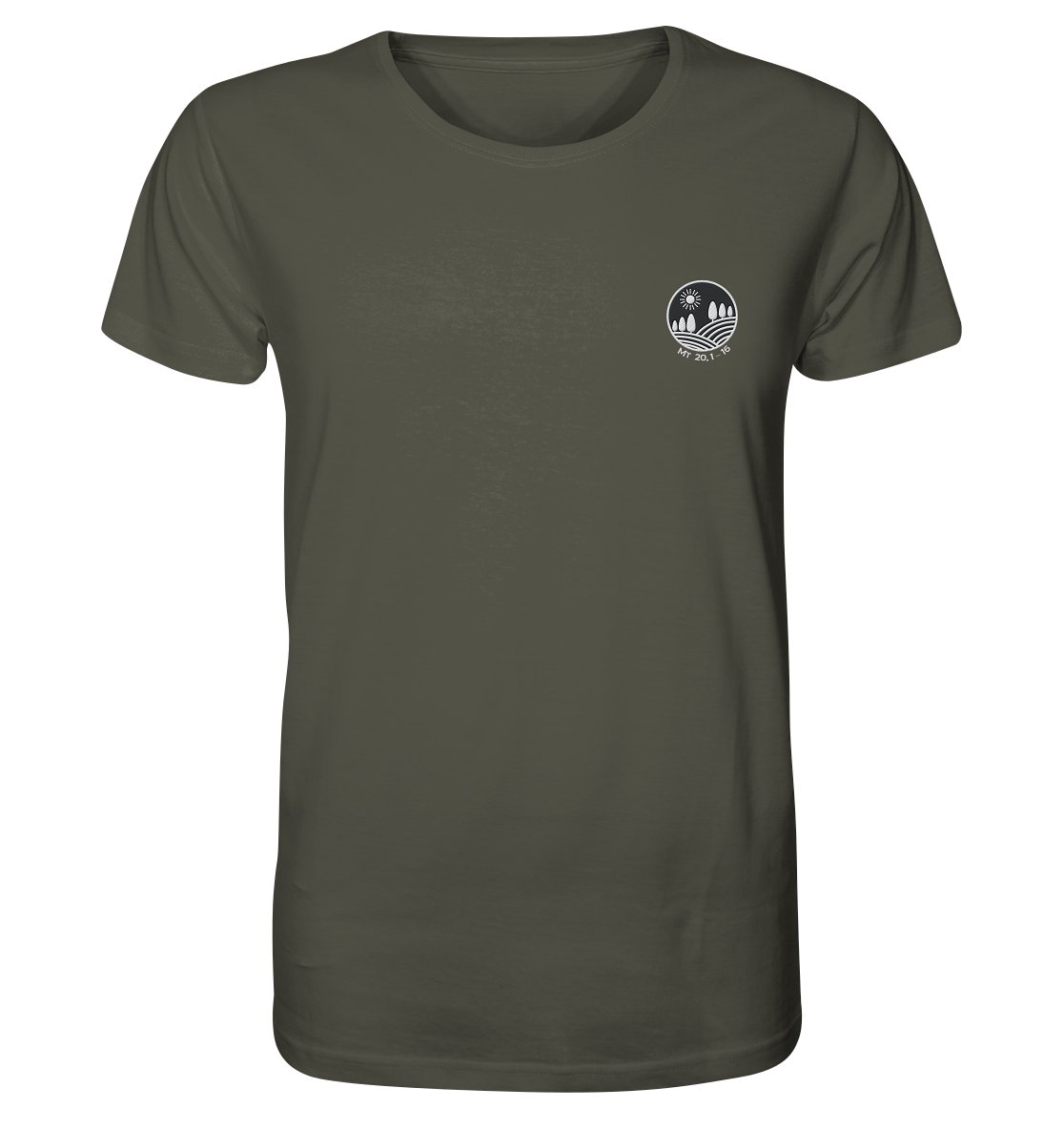 Produktbild T-Shirt, Motiv Weinberg, Farbe Khaki