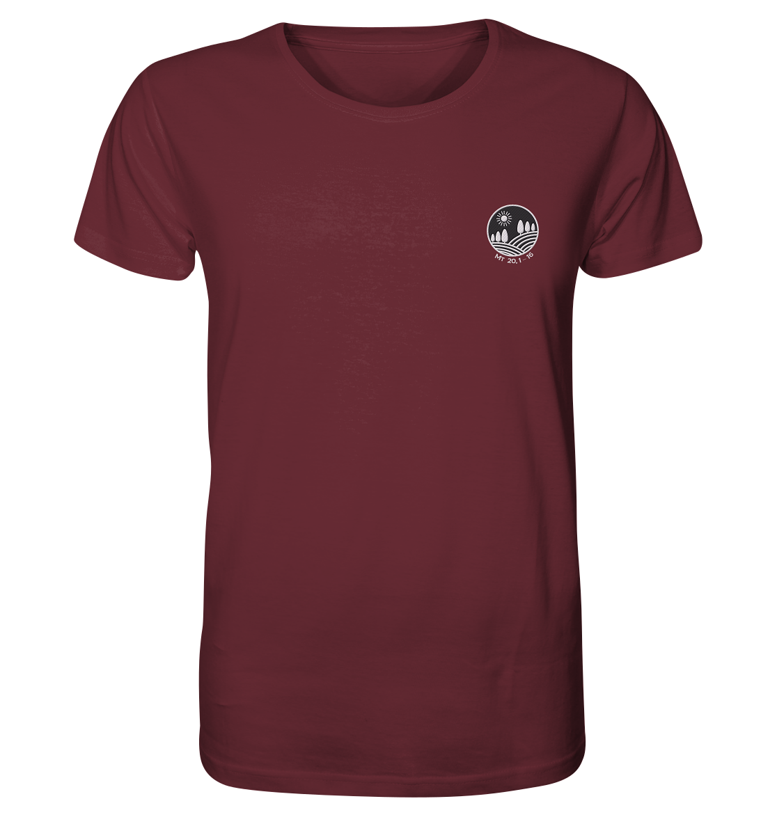 Produktbild T-Shirt, Motiv Weinberg, Farbe Burgundy