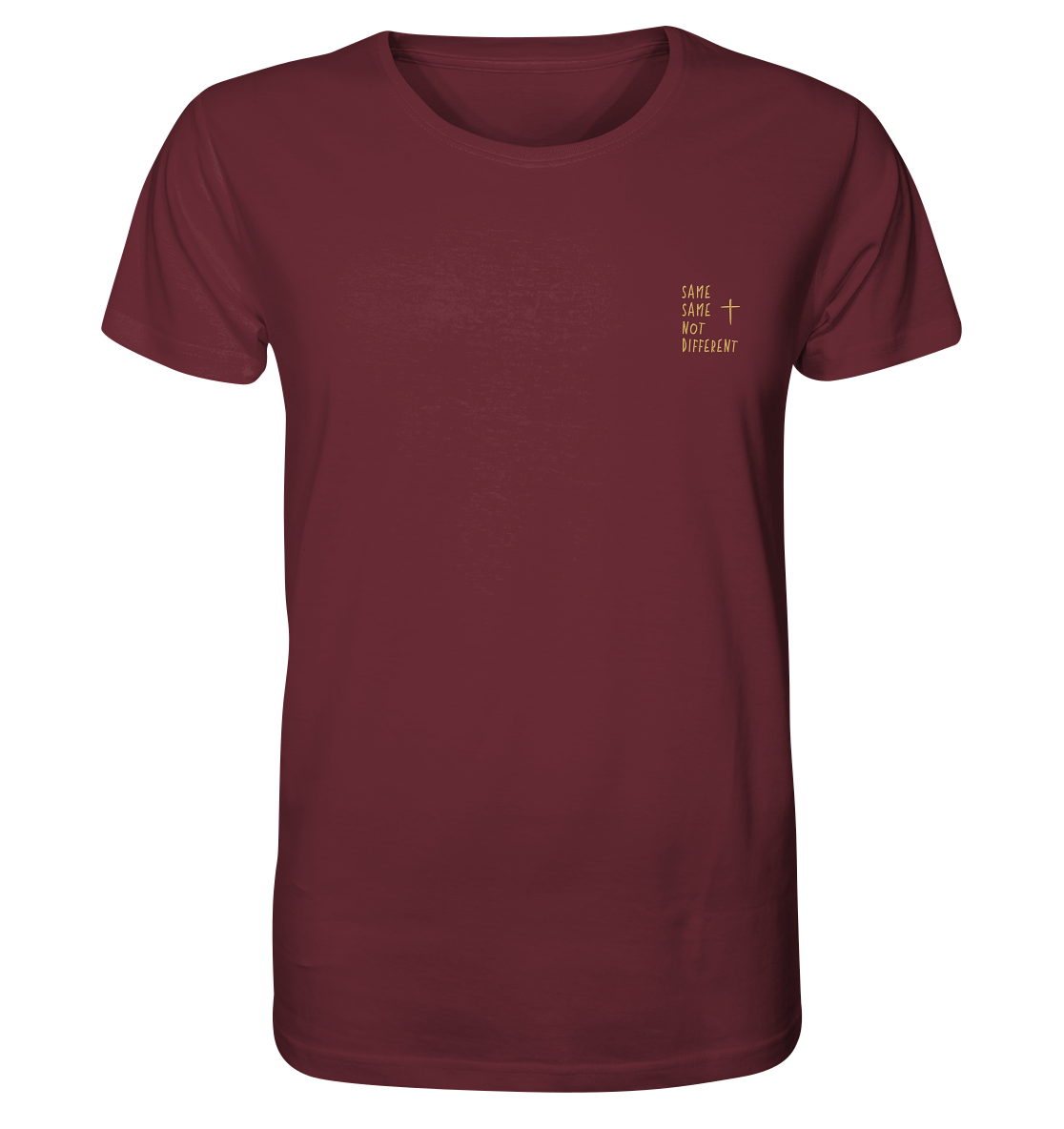 Produktbild T-Shirt, Motiv Same Same Not Different, Farbe Burgundy