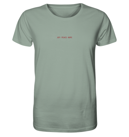 Produktbild T-Shirt, Motiv Joy Peace Hope, Farbe Aloe