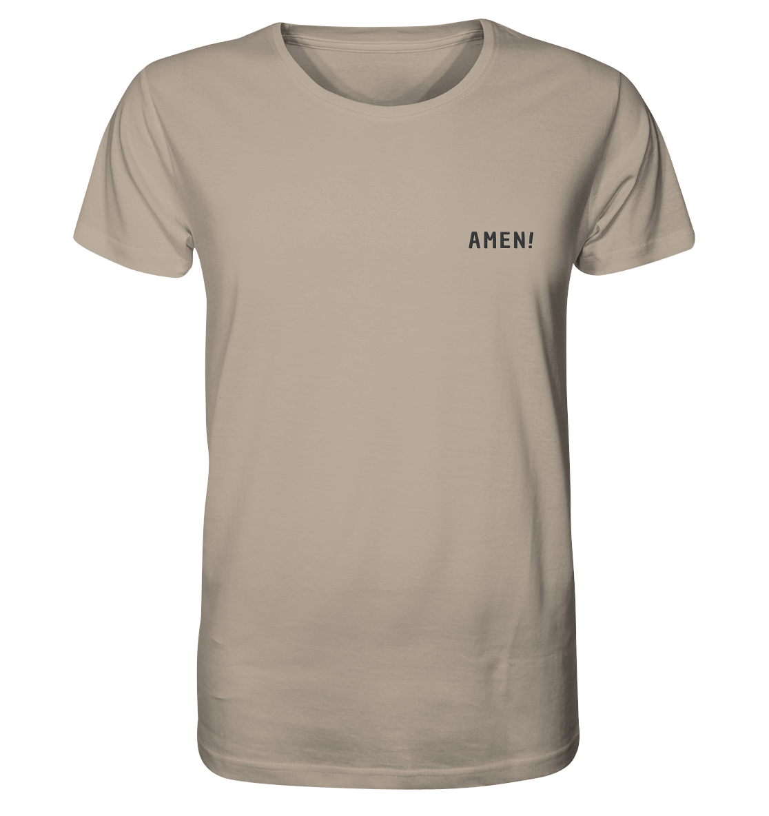Produktbild T-Shirt, Motiv Amen!, Farbe Desert Dust