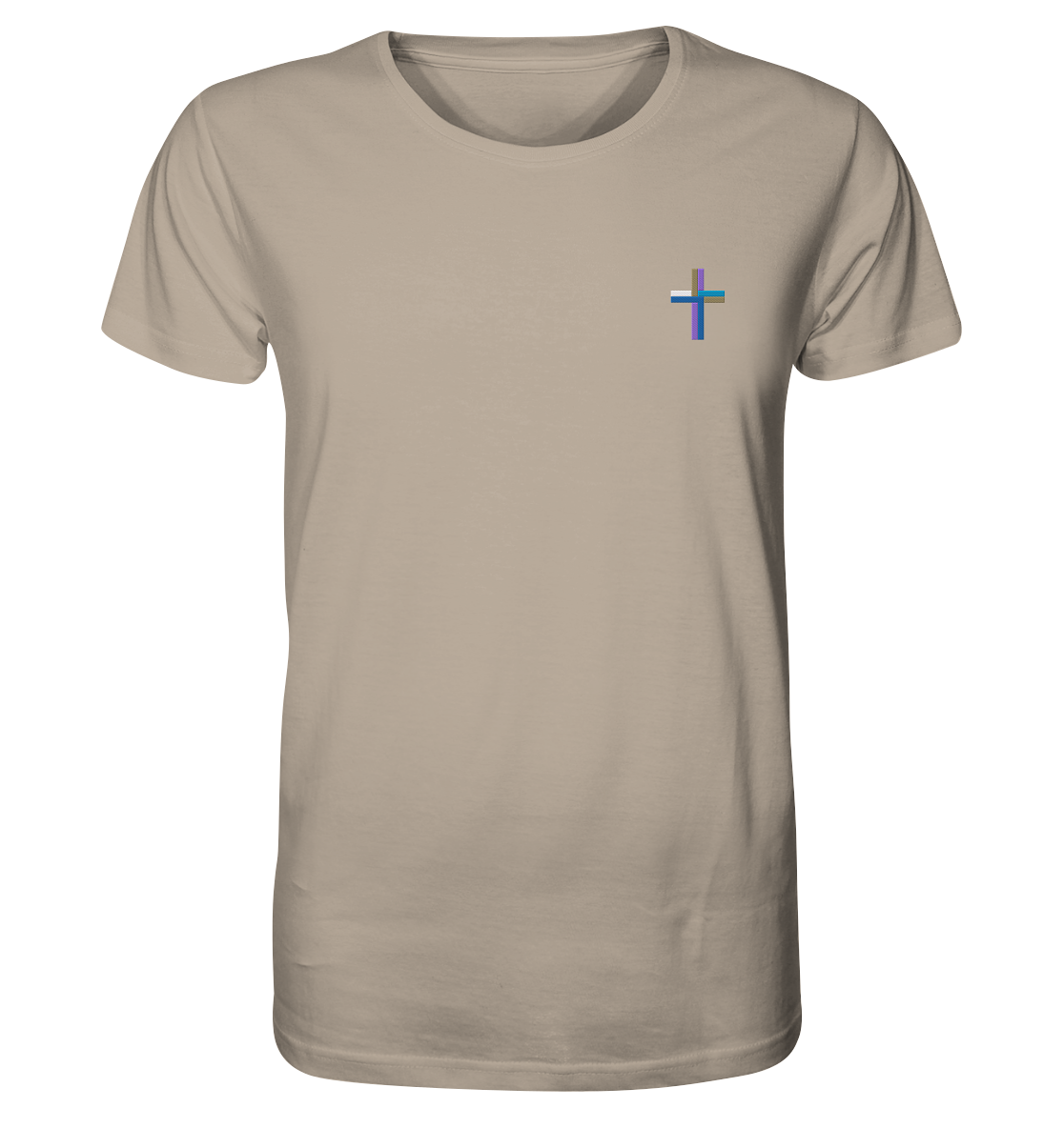 Produktbild T-Shirt, Motiv Kreuz, Farbe Desert Dust