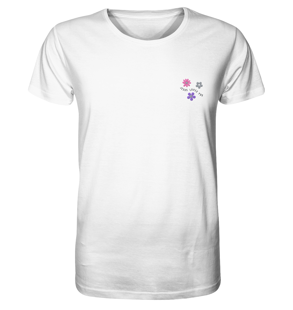 Produktbild T-Shirt, Motiv Jesus Loves You, Farbe White