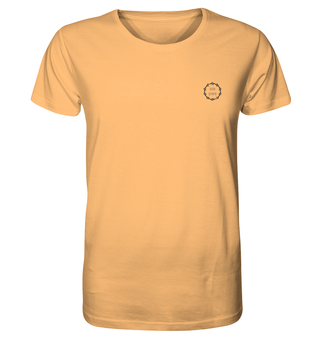 Produktbild T-Shirt, Motiv Sola Gratia, Farbe Nispero