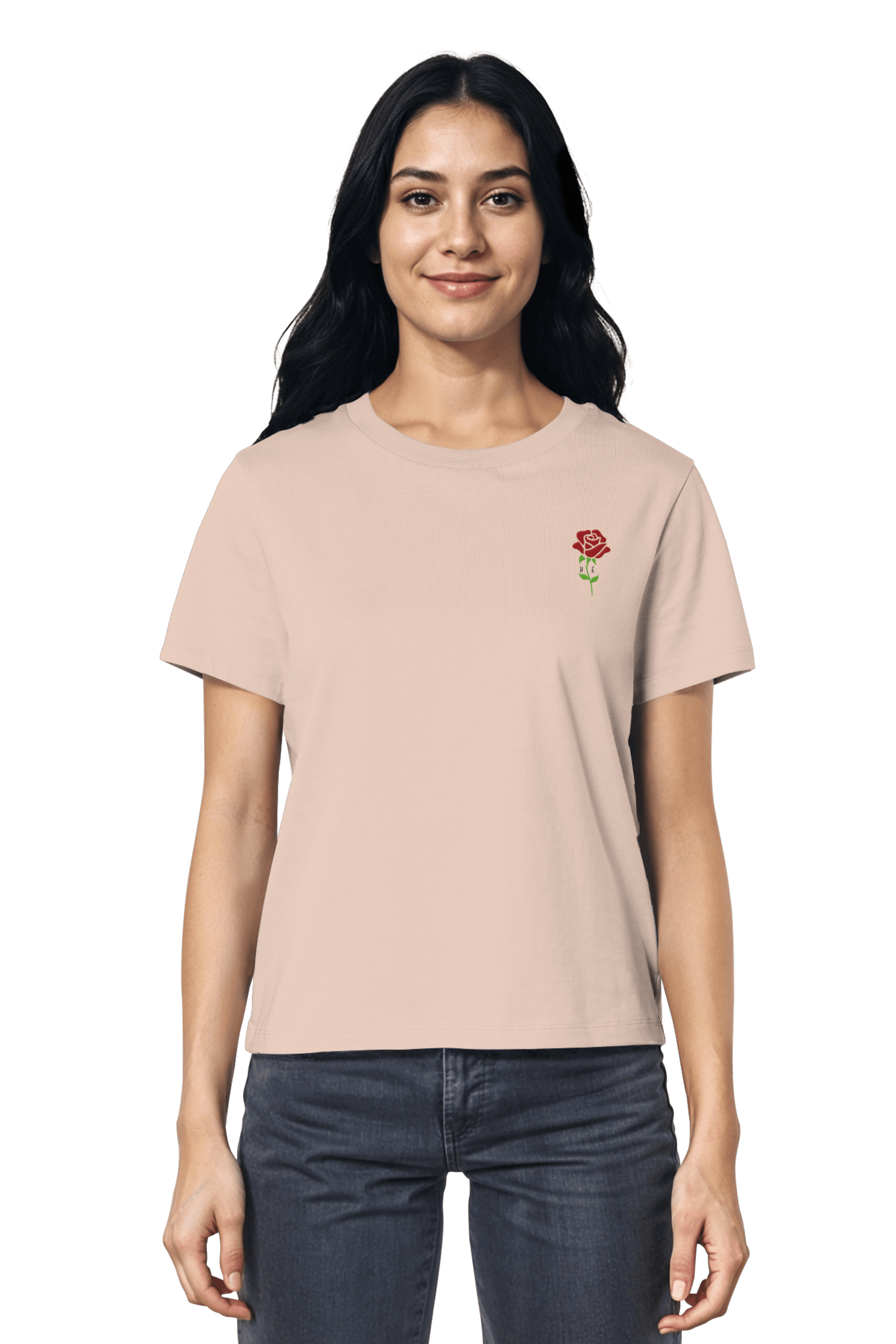 Nachhaltiges Statement-Shirt mit dezentem Stick He Rose, inspiriert vom christlichen Glauben – Mission One More Fair Fashion