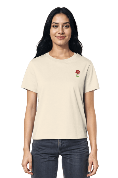 Fair Fashion Shirt für Damen mit feinem christlichen Stickdesign He Rose – Mission One More steht für Hoffnung und Stil