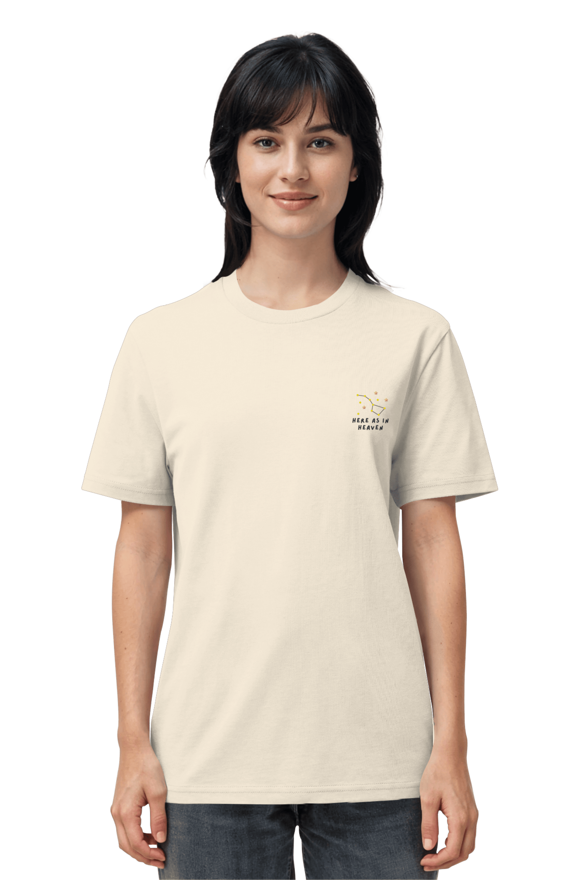 Mission One More ‚Here as in Heaven‘ T-Shirt Natural Raw Bio Baumwolle fair
