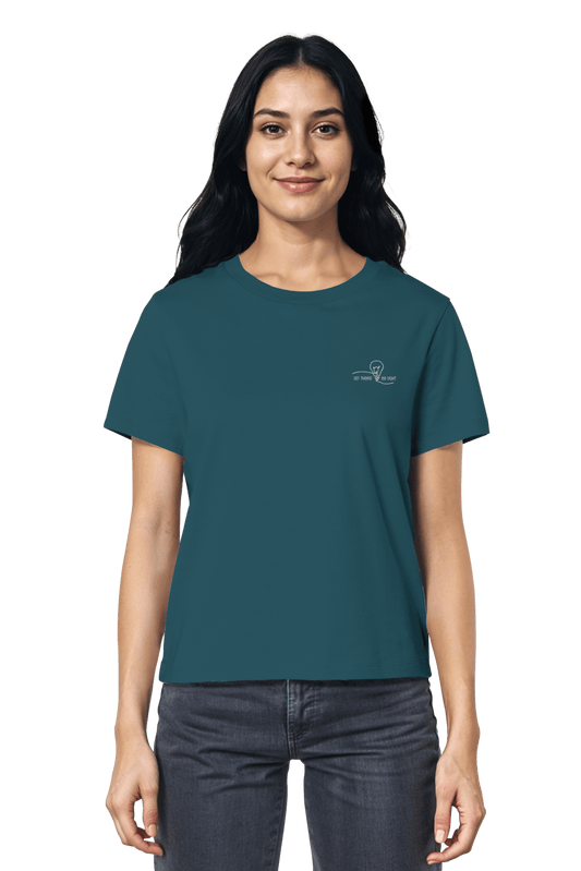 Stargazer nachhaltiges T-Shirt von Mission One More aus zertifizierter Bio-Baumwolle mit dezentem Logo Let there be Light